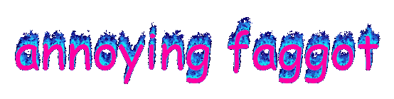 a flaming gif that says 'annoying faggot'