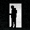 pixel art of a silhouette in a white doorway