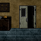pixel art of a half-open door