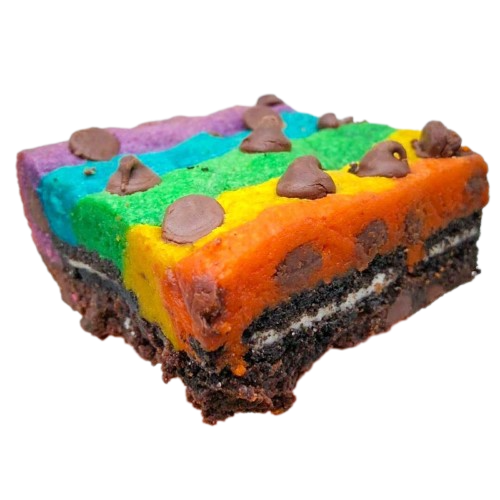 a rainbow oreo brownie