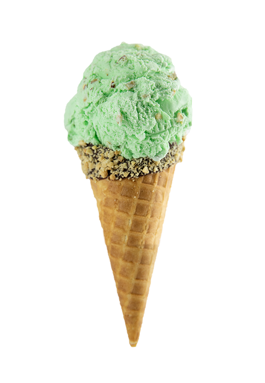 a pistachio ice cream cone