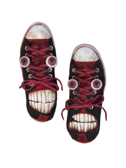 shoes with a mouth and eyes