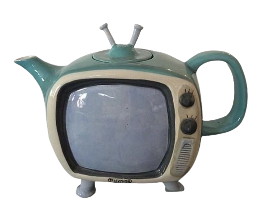 a tea pot that looks like an old tv