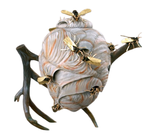 a wasp nest-shaped tea pot